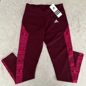 Adidas Patterned Maroon Leggings
